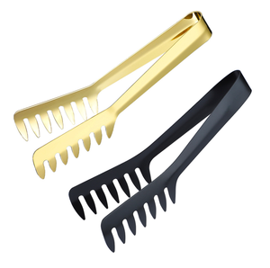 Pinzas para comida DFS430 personalizadas en color plateado, dorado y negro, de acero inoxidable 430, para pan, fideos, espaguetis. - Product Image 2