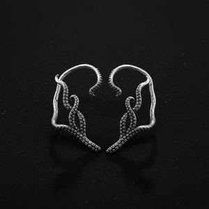 Pendientes de Oreja para Hombre y Mujer, Acero Inoxidable 316L, Tentáculos de Pulpo con Ventosas, Sin Perforación, Estilo Vintage Gótico, Joyería Lovecraftiana Oscura - Product Image 1