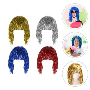 Brillante metálico Retro 80s 90s <span class=keywords><strong>de</strong></span> oropel Disco peluca Club Bling pelucas Halloween vestido sombreros Accesorios - Product Image 2