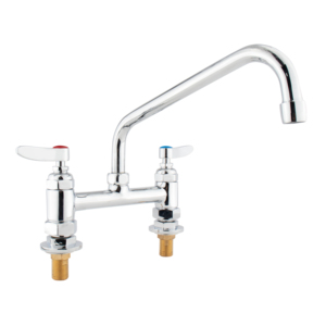 Grifo de Cocina Moderno de Doble Manija con Cuello de Cisne, Cuerpo de Latón Sólido de Alta Resistencia, Acabado Cromado para Espacios de Cocina Amplios - Product Image 1