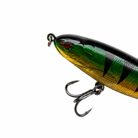 LUSHAZER Leurre de pêche segmenté 100mm 13g, flottant, avec queue à hélice, hameçon triple, pour pêche en surface, pour Black-bass, Brochet, Perche