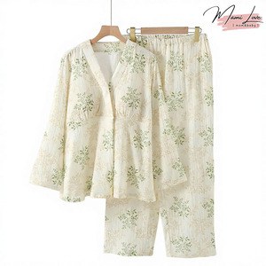Maternity Cotton Pajama Set with Chest Pad Moon Print Nursing Sleepwear Spring Summer Postpartum Loungewear - Product Image 1