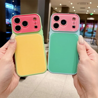 Funda de Teléfono Acrílica Híbrida Color Macaron, para iPhone 14 15 16 17 Pro Max, con Protección de Cámara de Vidrio, Antigolpes