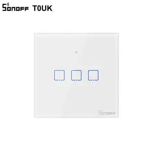 SONOFF-مفتاح كهربائي ذكي T0 ، المملكة المتحدة, 3GANG ، واي فاي ، لمس كهربائي ، واي فاي ، تبديل اليكسا ، جوجل المنزل ، تحكم صوتي ، تطبيق ewelink