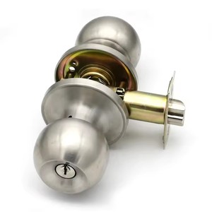 Kunci Kenop Pintu Baja Anti Karat Perak 3 Kunci Model Bola Privasi Keamanan Interior Deadbolt 60mm Backset Kamar Tidur Kamar Mandi Kamar Anak - Product Image 1