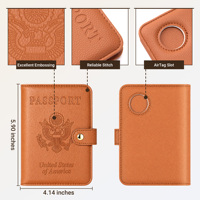 Porte-passeport en similicuir avec blocage RFID, organiseur de documents multi-cartes, accessoires de voyage élégants, porte-cartes avec fermeture à bouton
