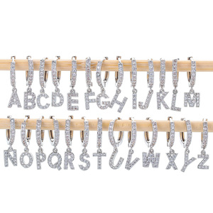 Boucles <span class=keywords><strong>d</strong></span>'oreilles alphabet pour femmes, bijoux en laiton, plaqué or, boucles <span class=keywords><strong>d</strong></span>'oreilles - Product Image 2