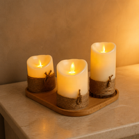 Bougies LED sans flamme à effet vacillant, aspect cire réaliste, enveloppées de corde, fonctionnant sur piles, pour la maison, les fêtes et les mariages