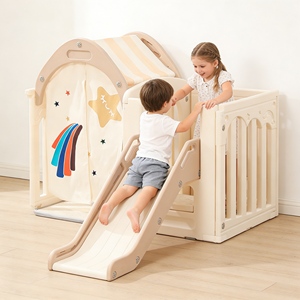 <span class=keywords><strong>Casa</strong></span> de Juegos Infantil Dream Playhouse, Parque Infantil de Plástico, Columpios y Tobogán Blancos <span class=keywords><strong>para</strong></span> Niños, <span class=keywords><strong>Casa</strong></span> de Campaña Interior - Product Image 1