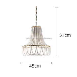 Lustre en <span class=keywords><strong>perles</strong></span> de <span class=keywords><strong>bois</strong></span> de style bohème américain, pour salon, salle à manger, chambre à coucher, lustre de vestiaire - Product Image 4