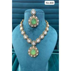 Ensemble de collier haut de gamme avec boucles d'oreilles, bijoux fantaisie pour mariage, produit artisanal en gros - Product Image 4