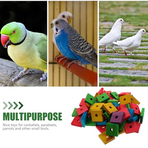 Jouets pour perroquets, 100 blocs en bois, jouets à mâcher pour oiseaux, coupe-bordures pour le bec, artisanat pour les pattes, pièces de cage, bricolage, jeu, mastication, déchiquetage, jouet pour oiseaux de grande taille - Product Image 5