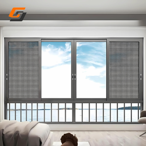 GS High Quality Double Track Aluminum Sliding <b>Window</b> with Insect <b>Screen</b> for Balcony and Living Room - Product Image 4