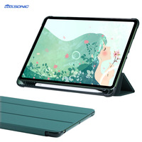 Housse Folio Pliante en Cuir PU, Couverture Arrière Transparente pour Apple iPad Pro 11 M4 2024 avec Porte-Stylo pour iPad Pro 11