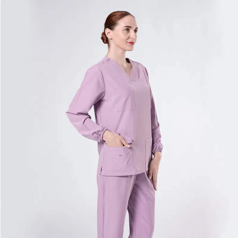 MengYIpin manga corta cuello en V 3 bolsillos Scrubs médico Scrubs conjuntos Spa limpio Scrubs hospitales médicos enfermera uniformes