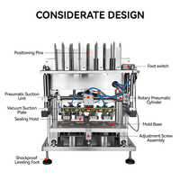Machine de scellage pneumatique semi-automatique 8 plateaux haute productivité pour l'emballage de durian, aliments cuits et cartons en plastique - Offre Spéciale