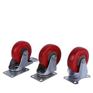 Großhandel auf Lager Mittelgroße industrielle PVC-Lenkräder All-Inclusive-Doppelachsen-Wirbel mit roter Fuß bremse - Product Image 6