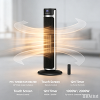Radiateur tour en céramique 2000W, ventilateur PTC portable avec protection contre la surchauffe et télécommande
