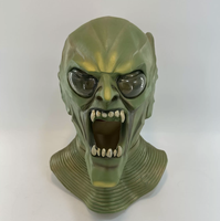 Masque de fête d'Halloween en latex vert, 14-18 ans, écologique, imprimé numériquement en 1 couleur, thème amusant et original, couvrant tout le visage