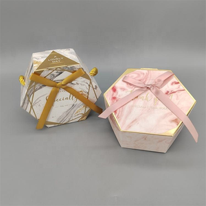 Hexagonal <b>gift</b> <b>box</b> <b>gift</b> <b>box</b> with rope handle portable favor <b>box</b> marble print <b>gift</b> <b>box</b> - Product Image 2