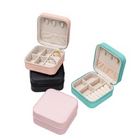 Mini boîte de rangement pour bijoux en cuir PU, étui de voyage à fermeture éclair, multi-compartiments, pour bagues, boucles d'oreilles, colliers, couleur personnalisée, fabrication en usine