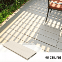 Revêtement de terrasse extérieur moderne en WPC écologique, imperméable et antidérapant, à emboîtement, garantie 5 ans, installation sans outil, pose rapide pour la maison