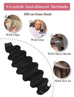 CECILLIA WIG Tissage de cheveux ondulés en fibre premium, double trame, double tirage, non-Remy, noir de jais, 100g+, personnalisable