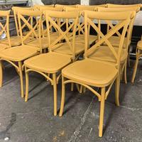 Chaise en plastique PP dorée à dossier croisé, vente en gros, haute qualité, pour fêtes en extérieur