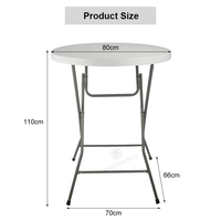 Table de bar à cocktails pliante en plastique blanc, ronde et haute, pour événements extérieurs, banquets et mariages, vente en gros