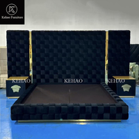 Mobilier de chambre à coucher Premium Lit Bett Cadre de lit King Size Ensemble de lits rembourrés en velours italien Lits doubles modernes de luxe