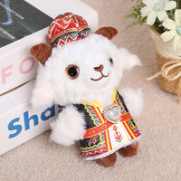 Porte-clés pendentif mignon en peluche de petit mouton du Xinjiang, en polyester, souvenir touristique créatif culturel