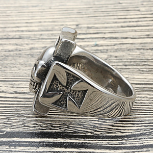 Men's Stainless Steel <b>Skull</b> Cross <b>Ring</b> Punk Style Fashion Jewelry Gift 27067 - Product Image 4