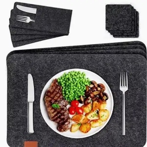 Custom Bohemian Felt <b>Table</b> <b>Coasters</b> and Placemats Washable Cloth with Personalized Leather Logo Kitchen <b>Table</b> - Product Image 3