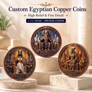 Pièce de monnaie de mythologie égyptienne en cuivre fin 999 de 5 oz, haute définition, peinte aux UV, effet proof, médaille d'art de collection, Anubis, Pharaon, pièce de monnaie grecque - Product Image 1