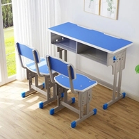 Bureau double moderne en métal durable avec chaises séparées, hauteur réglable, écologique, imperméable, pour usage scolaire tropical et chambre à coucher
