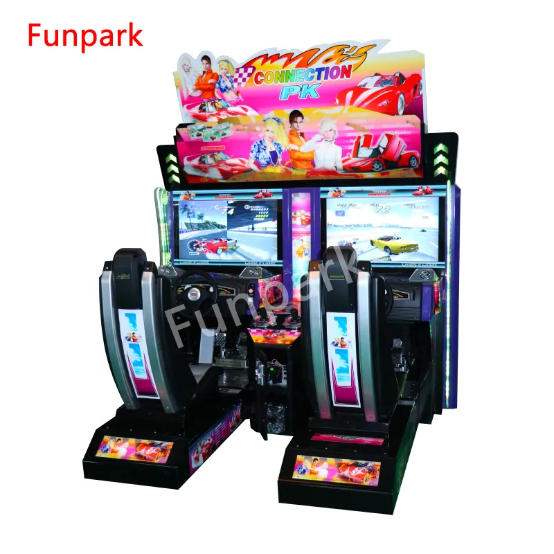 Pusat Permainan Dalam Ruangan Mobil Balap Dua Pemain Mesin Permainan Arcade Peralatan Taman Hiburan Permainan Simulator Raci
