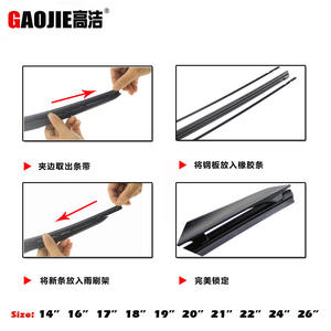 Balai d'essuie-glace sans cadre Gaojie 14 16 17 18 19 20 21 22 24 26 pouces en caoutchouc pour pare-brise automobile à trois sections - Product Image 5