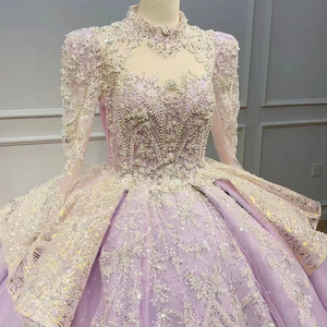 Robe de bal vintage rose princesse, robes de débutante, robe de princesse à manches longues pour Sweet 16, Wn031 - Product Image 5