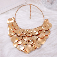 ZA Collier ras-de-cou en disques métalliques électroplaqués, design haut de gamme, personnalisé, polyvalent, tendance et audacieux, pour femme, usage quotidien, transfrontalier