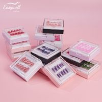 Easywell Nouvelle Collection 30 Pièces Faux Ongles Rouges Ballerine en Gel Acrylique Souple à Coller avec Logo Personnalisé