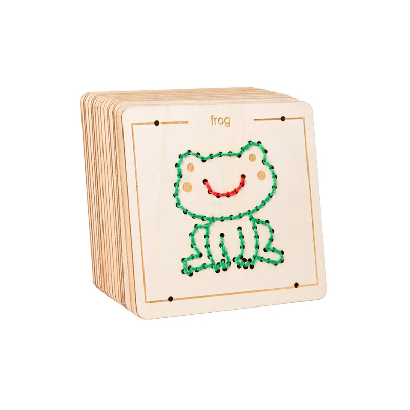 Tavola di allacciatura in legno colorata per bambini creativi educazione precoce ricami artigianali in legno giocattoli educativi di filettatura in legno