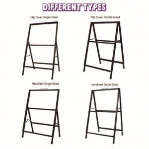 Support d'affiche extérieur pliable en alliage d'aluminium, résistant au vent, 60x90cm, portable, noir, cadre moderne pour image/affiche - Product Image 2