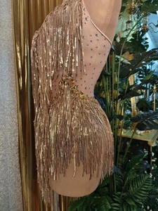 Style Vintage une pièce Jazz <span class=keywords><strong>danse</strong></span> body brillant strass gland franges et plumes Sexy scène interprète porter pour l'été - Product Image 4