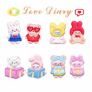 New Self Adhesive Embroidery <b>Cute</b> Cartoon Couples Furry <b>Bear</b> Rabbit Patch for DIY Hat Clothes Scarf Decoration - Product Image 1