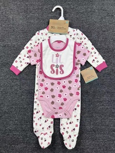 Venta caliente de alta calidad recién nacido babero Onesies y Frogsuit 3 piezas-Sets bebé manga larga lindo estampado <span class=keywords><strong>conjuntos</strong></span> niños algodón suave conjunto - Product Image 3