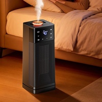 Calentador de Espacio PTC de 2000W con Humidificador, Calentador con Ventilador y Control Remoto, Calentamiento Rápido, Calentador Vertical Tipo Torre para Dormitorio y Sala de Estar