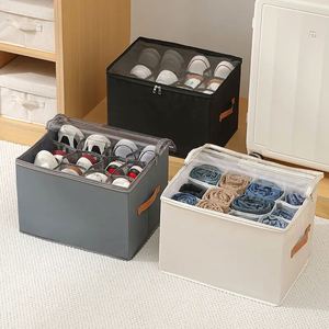 Conteneur de rangement pliable OEM pour économiser de l'espace, en tissu Oxford, boîtes de rangement pour chaussures, organisateur de chaussures avec couvercle transparent - Product Image 1