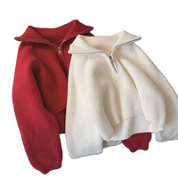 Nouveau pull automne-hiver, design rajeunissant, coupe ample, effet amincissant, fermeture éclair, col décontracté, qualité supérieure