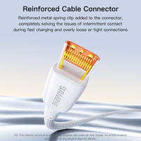 Cable de Carga USB-C SAMZHE de 1.5m, 100W, 6A, Carga Súper Rápida, Cable de Datos Trenzado Blanco para iPhone, iPad, Samsung, Xiaomi, Honor