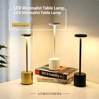 Lampe de bureau LED tactile rechargeable par USB, gradation progressive, sans fil, réglable, moderne, en aluminium, lampe de chevet